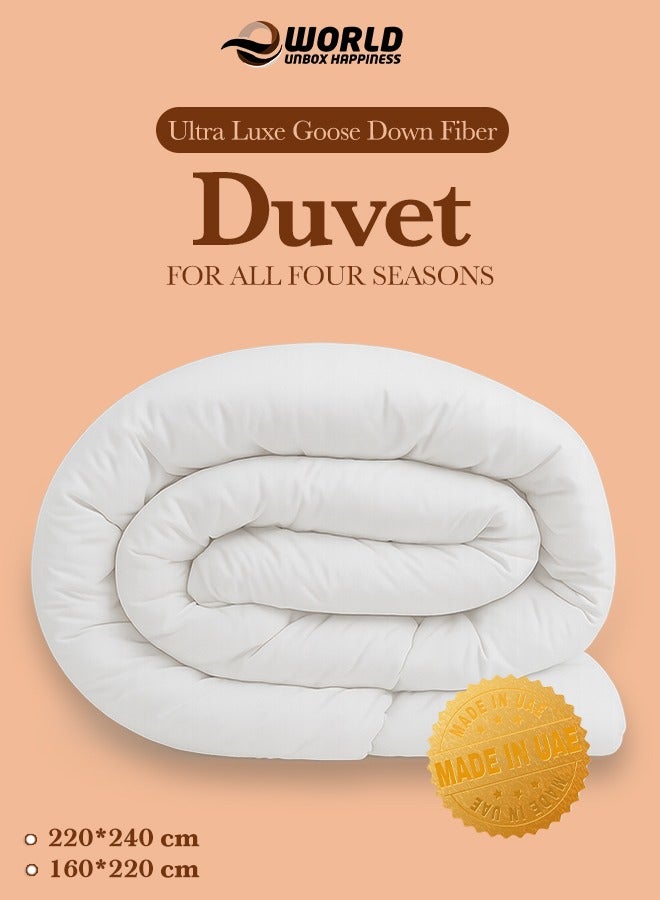 Eworld Ultra Luxe Goose Down Fiber Duvet, Soft & Fluffy White Comforter Quilt for a Warm and Cozy Night’s Sleep, for all beds, Made in UAE, 240x220cm King & 160x220cm Single Sizes Available - Image 1